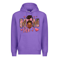 Purple Afro Messy Bun Mom Life Premium Hoodie - texasbilliewilder