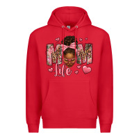 Red Afro Messy Bun Mom Life Premium Hoodie - texasbilliewilder