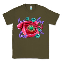 Army Green love balloons and pink valentines telephone Classic Tee - AdoDesignShop