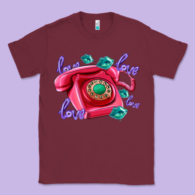 Love Balloons And Pink Valentines Telephone Classic Tee Designed By Adodesignshop