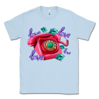 Dusty Blue love balloons and pink valentines telephone Classic Tee - AdoDesignShop
