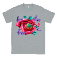Heather Grey love balloons and pink valentines telephone Classic Tee - AdoDesignShop