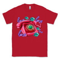Red love balloons and pink valentines telephone Classic Tee - AdoDesignShop