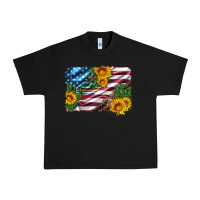 Black usa flag and sunflower serape leopard and cactus Urban Heavy Tee - Artiststas