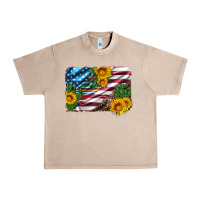 French Oak usa flag and sunflower serape leopard and cactus Urban Heavy Tee - Artiststas