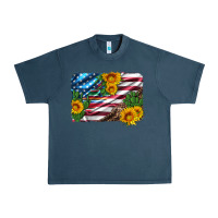 Midnight Navy usa flag and sunflower serape leopard and cactus Urban Heavy Tee - Artiststas