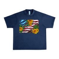 Navy usa flag and sunflower serape leopard and cactus Urban Heavy Tee - Artiststas