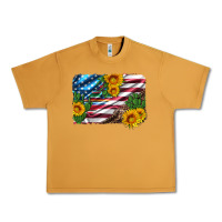 Peanut Butter usa flag and sunflower serape leopard and cactus Urban Heavy Tee - Artiststas