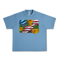 Pebble Blue usa flag and sunflower serape leopard and cactus Urban Heavy Tee - Artiststas