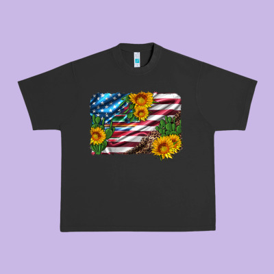 Usa Flag And Sunflower Serape Leopard And Cactus Urban Heavy Tee Designed By Artiststas