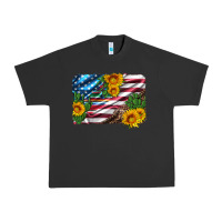 Pigment Black usa flag and sunflower serape leopard and cactus Urban Heavy Tee - Artiststas