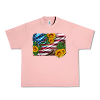Salmon usa flag and sunflower serape leopard and cactus Urban Heavy Tee - Artiststas