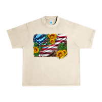 Sandshell usa flag and sunflower serape leopard and cactus Urban Heavy Tee - Artiststas
