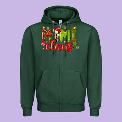 Mimi Claus Zipper Hoodie Designed By Maliassmallbusiness