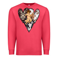 Country Cupid Valentine Cowhide Heart Premium Sweatshirt | Teevron