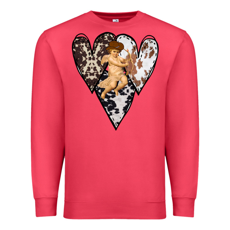 Country Cupid Valentine Cowhide Heart Premium Sweatshirt by Bettercallsaul | Teevron