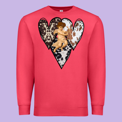 Country Cupid Valentine Cowhide Heart Premium Sweatshirt Designed By Bettercallsaul
