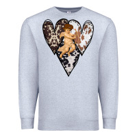 Heather Grey Country Cupid Valentine Cowhide Heart Premium Sweatshirt - Bettercallsaul