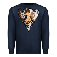 Navy Country Cupid Valentine Cowhide Heart Premium Sweatshirt - Bettercallsaul