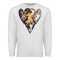 Oatmeal Heather Country Cupid Valentine Cowhide Heart Premium Sweatshirt - Bettercallsaul