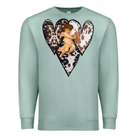 Seafoam Country Cupid Valentine Cowhide Heart Premium Sweatshirt - Bettercallsaul