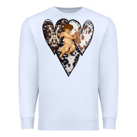 White Country Cupid Valentine Cowhide Heart Premium Sweatshirt - Bettercallsaul