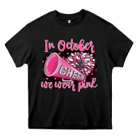 Black in october we wear pink cheer Heavy Core Tee - BarkalooDesign