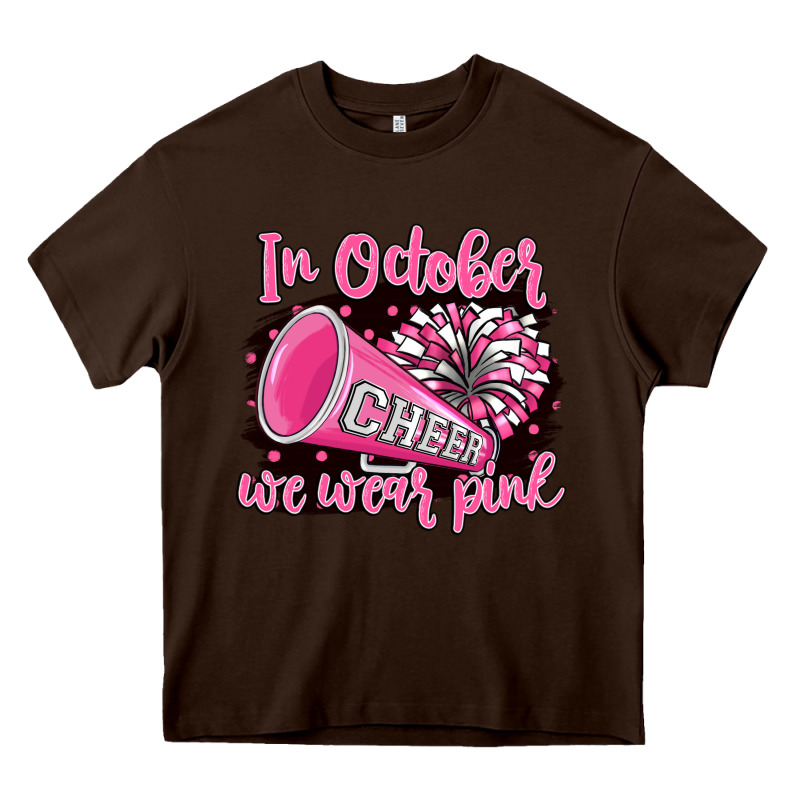 In October We Wear Pink Cheer Heavy Core Tee by BarkalooDesign | Teevron