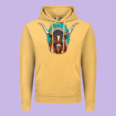 Texas Longhorn Indian Headdress Vintage Hoodie Designed By Jahusdesignshop