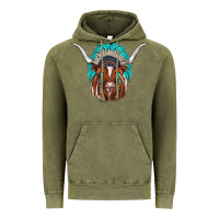 Vintage Olive texas longhorn indian headdress Vintage Hoodie - JahusDesignShop