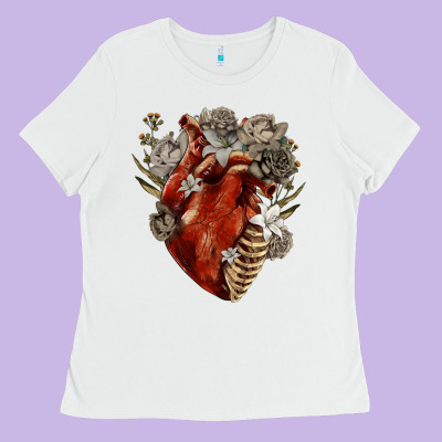 Ladies Tee Flower anatomical heart