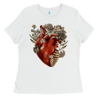 White Flower anatomical heart Ladies Tee - RanaPortraitStore