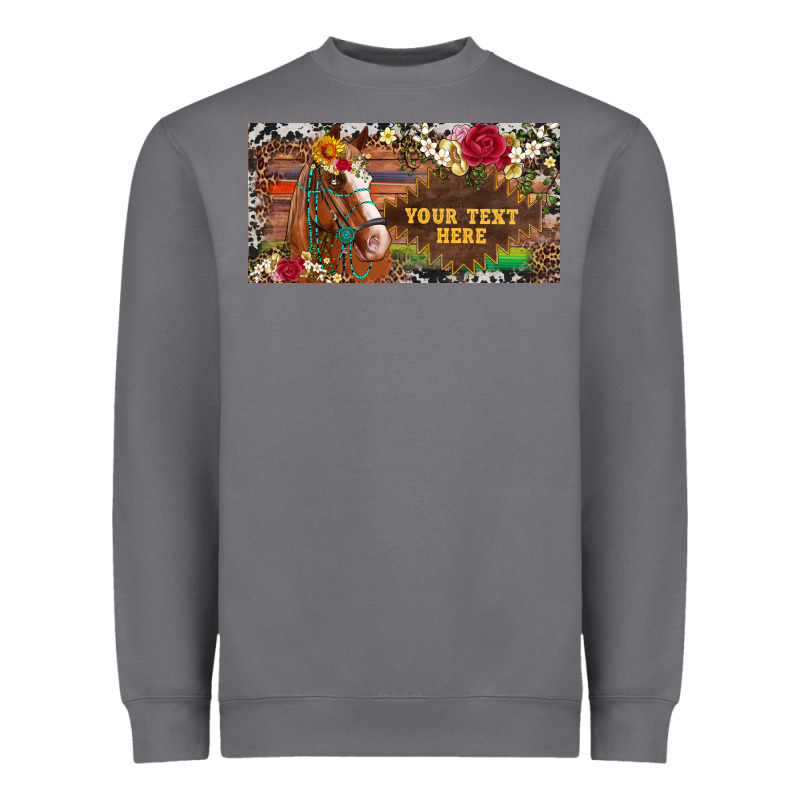 (preview)western Turquoise Gemstone Horse Cowhide Leopard Floral Backg Heavyweight Sweatshirt by Artiststas | Teevron