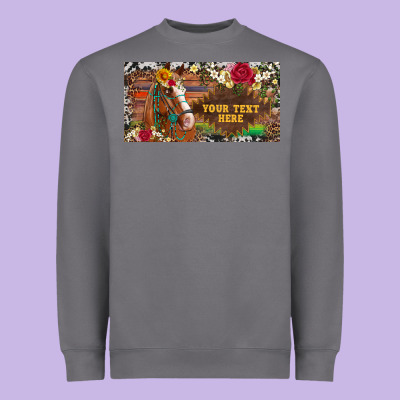(preview)western Turquoise Gemstone Horse Cowhide Leopard Floral Backg Heavyweight Sweatshirt Designed By Artiststas