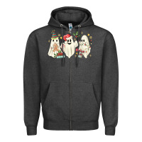 Charcoal Heather Christmas ghosts Zipper Hoodie - MaliasSmallBusiness