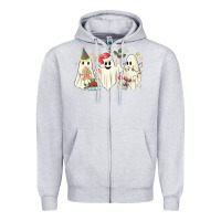 Heather Grey Christmas ghosts Zipper Hoodie - MaliasSmallBusiness