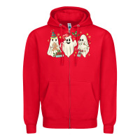 Red Christmas ghosts Zipper Hoodie - MaliasSmallBusiness