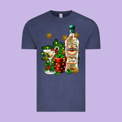 Cocrtail Martini And Gift And Snow Vintage Tee Designed By Adodesignshop