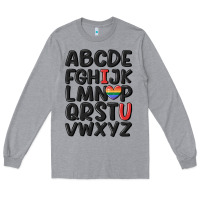 Heather Grey pride alphabet Long Sleeve Tee - MaliasSmallBusiness