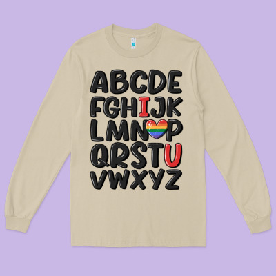 Pride Alphabet Long Sleeve Tee Designed By Maliassmallbusiness