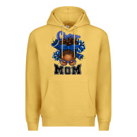 Antique Gold Cheer Mom Afro Messy Bun Premium Hoodie - texasbilliewilder