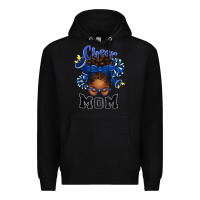 Black Cheer Mom Afro Messy Bun Premium Hoodie - texasbilliewilder
