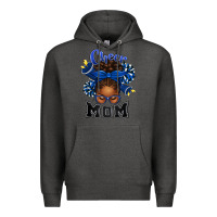 Charcoal Heather Cheer Mom Afro Messy Bun Premium Hoodie - texasbilliewilder