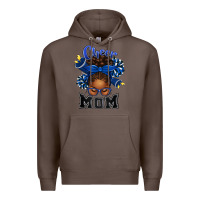 Coffee Cheer Mom Afro Messy Bun Premium Hoodie - texasbilliewilder