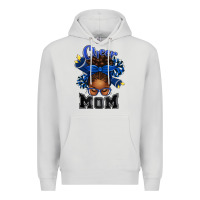 Dove Grey Cheer Mom Afro Messy Bun Premium Hoodie - texasbilliewilder