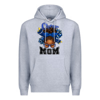 Heather Grey Cheer Mom Afro Messy Bun Premium Hoodie - texasbilliewilder