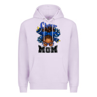 Lilac Cheer Mom Afro Messy Bun Premium Hoodie - texasbilliewilder