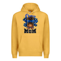 Mustard Cheer Mom Afro Messy Bun Premium Hoodie - texasbilliewilder