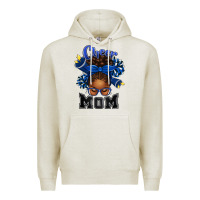 Oatmeal Heather Cheer Mom Afro Messy Bun Premium Hoodie - texasbilliewilder