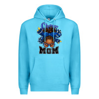Ocean Blue Cheer Mom Afro Messy Bun Premium Hoodie - texasbilliewilder